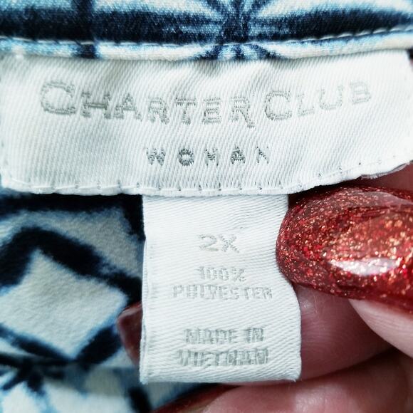 Charter Club Woman Plus Size Career Casual Button Up Roll Tab Sleeve Top Size 2X - Picture 8 of 10